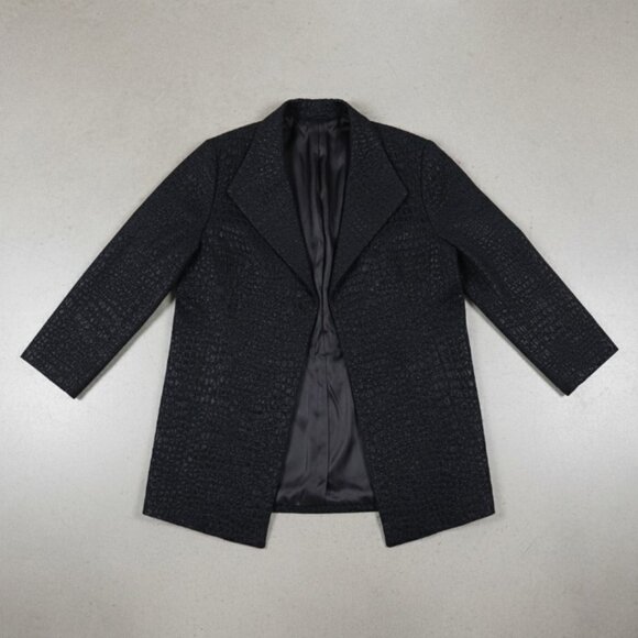 NWOT Chico's Women's Black Shimmer Snakeskin Mid Length Jacket 12 - Picture 7 of 13